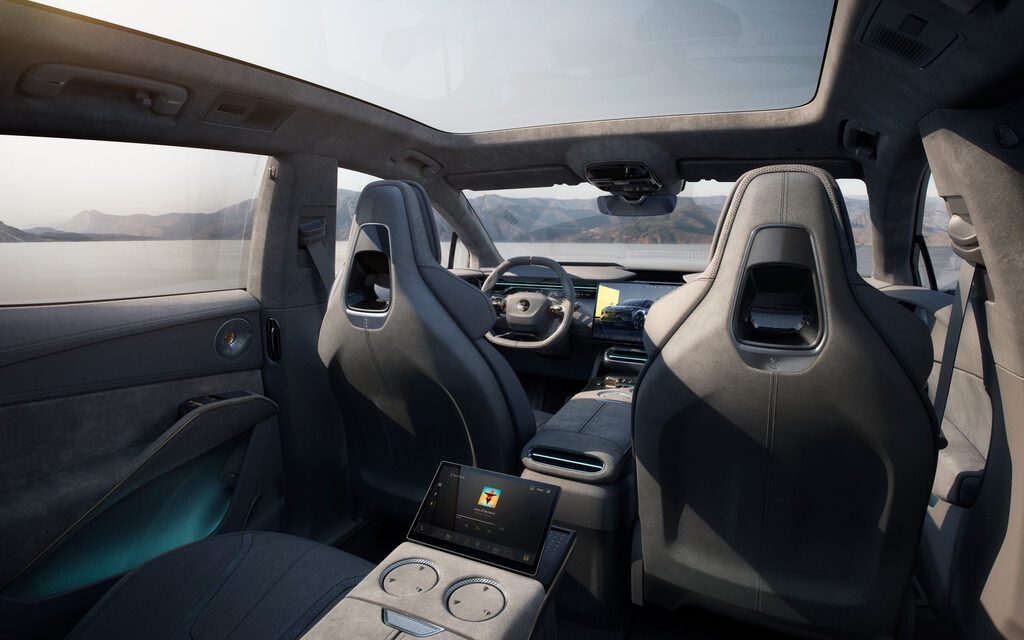 Lotus Eletre SUV interior view from rear seats