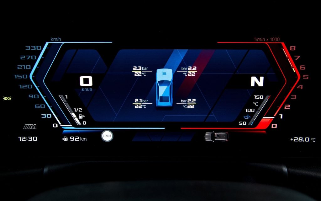 BMW M2 digital dashboard display close up view