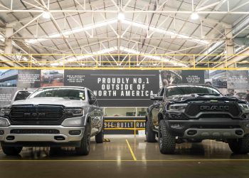 RAM trucks parked next to each other