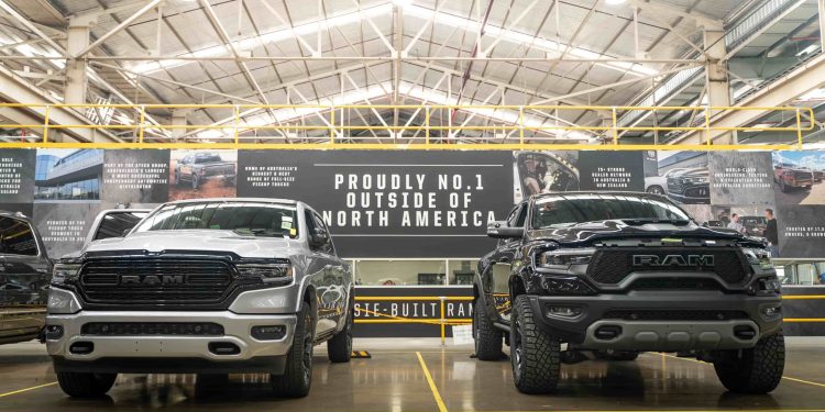 RAM trucks parked next to each other