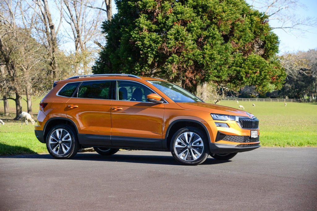 2022 Skoda Karoq TSI 110 Style front static in front of trees