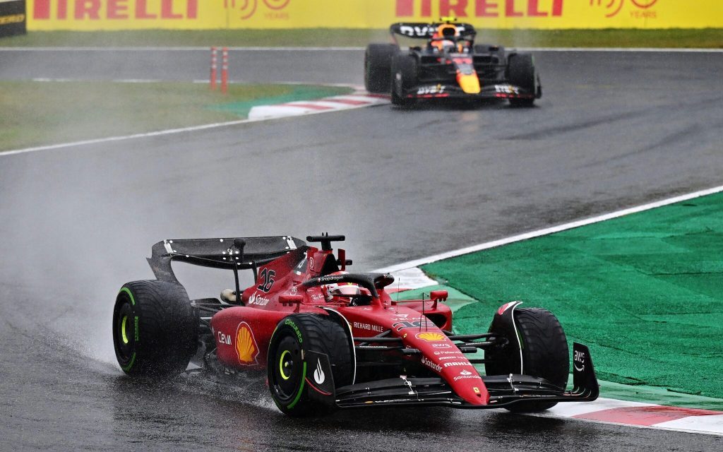 Charles Leclerc leading Sergio Perez at Japan Grand Prix