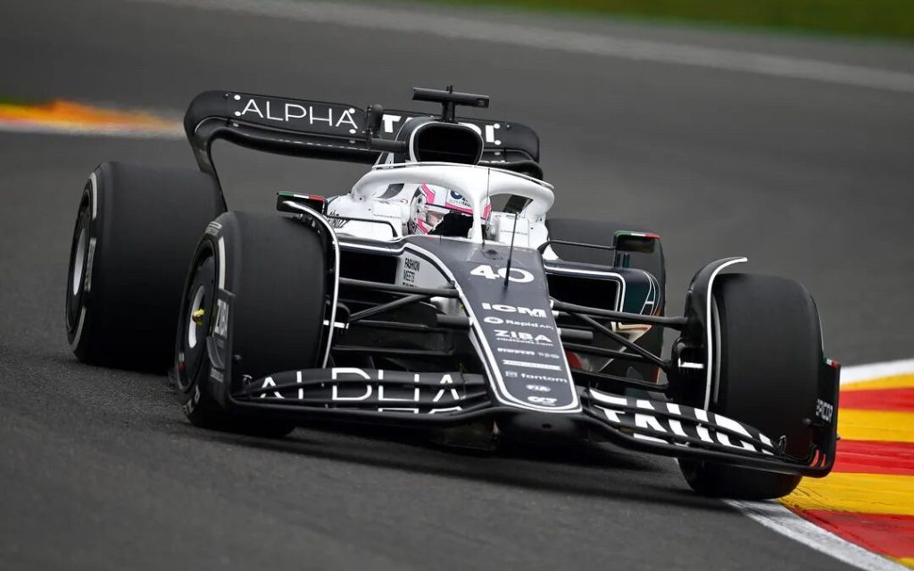 Liam Lawson driving AlphaTauri Formula 1 car at Spa