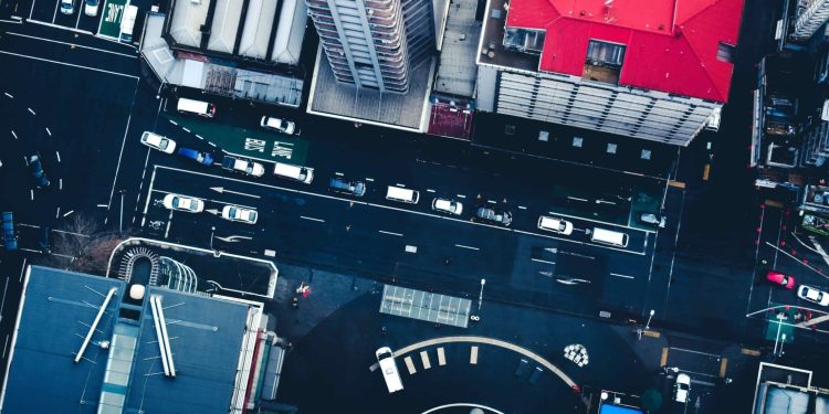 Auckland street view from above