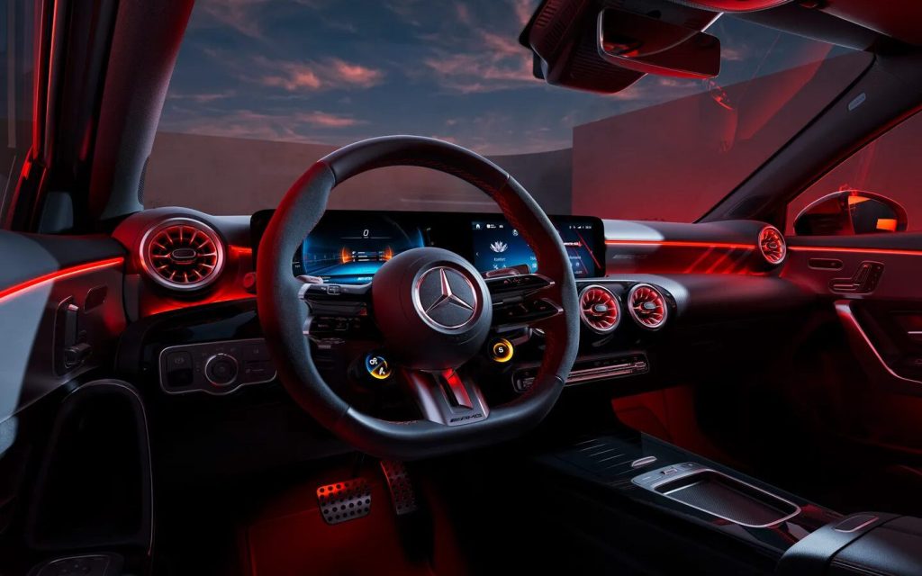 Mercedes-AMG A-Class facelift interior dashboard and steering wheel