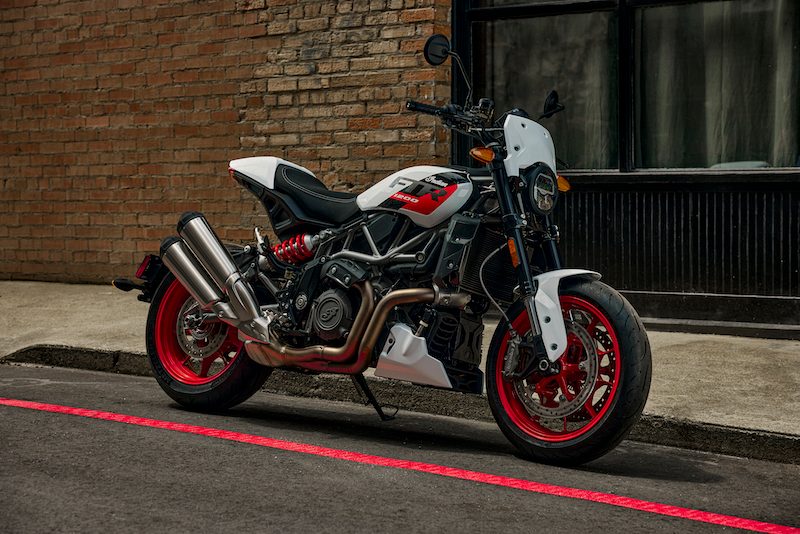 Indian FTR Sport next to brick wall