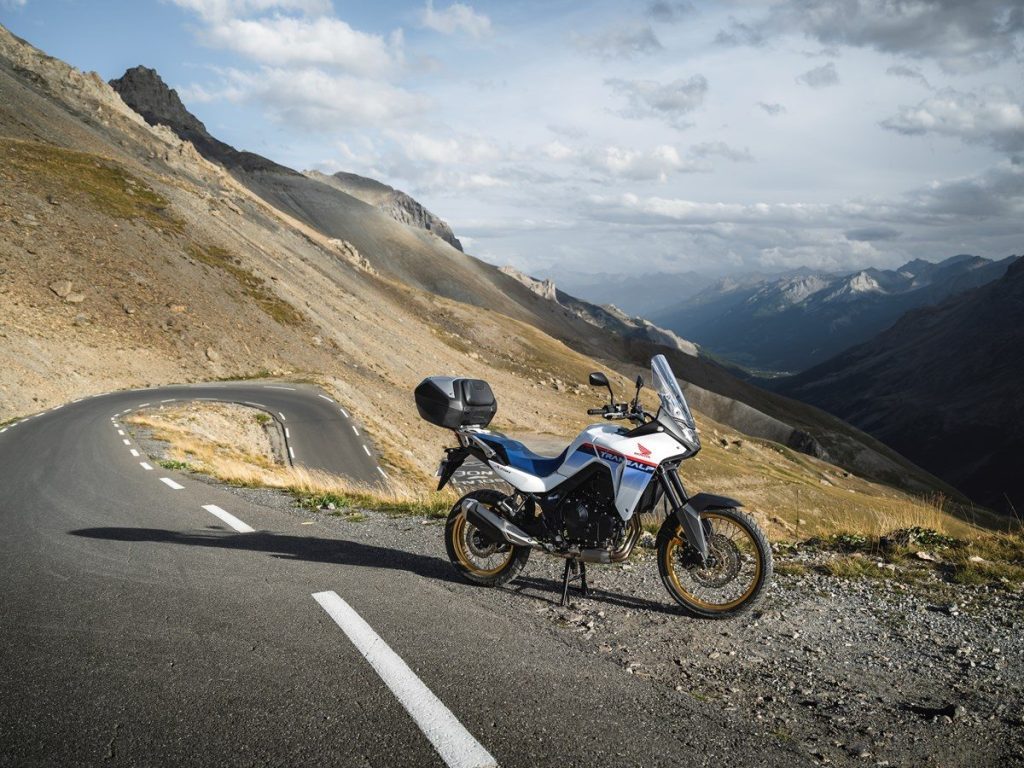 Honda Transalp parked on hill top