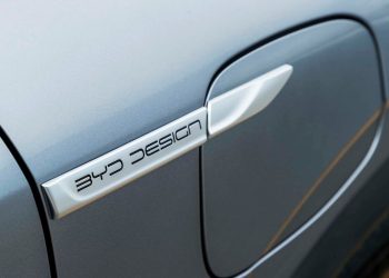 BYD Design badge close up