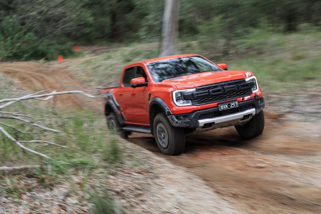2022 Ford Ranger Raptor racing uphill