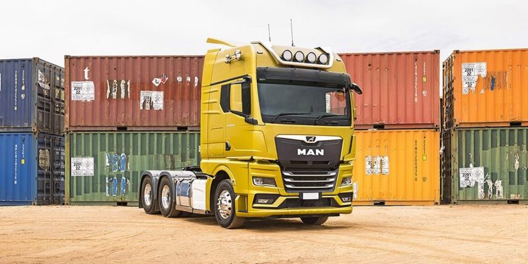 MAN TG tractor unit front three quarter view