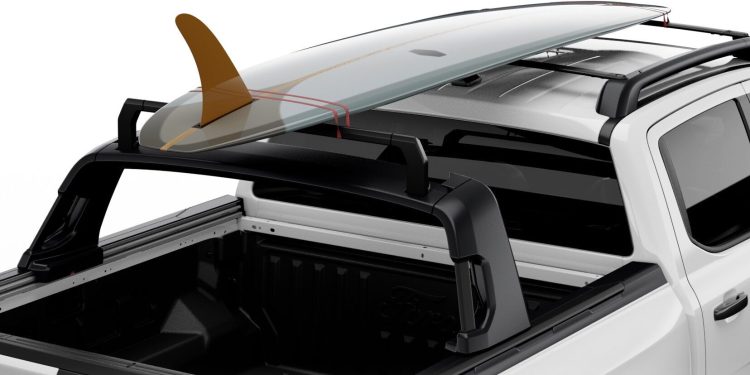 Ford Ranger Flexible Rack System with surfboard