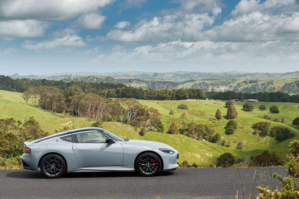 Nissan Z Coupe parked on top of hill
