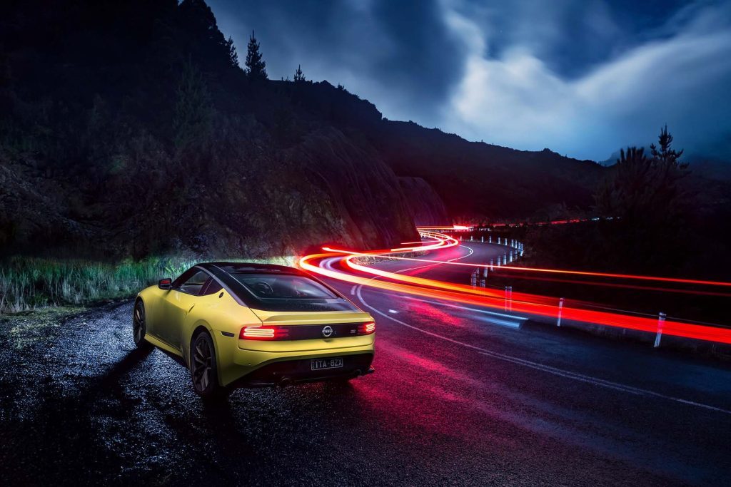 Nissan Z Coupe with light trails