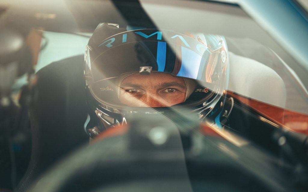 Miro Zrnčević wearing helmet in car