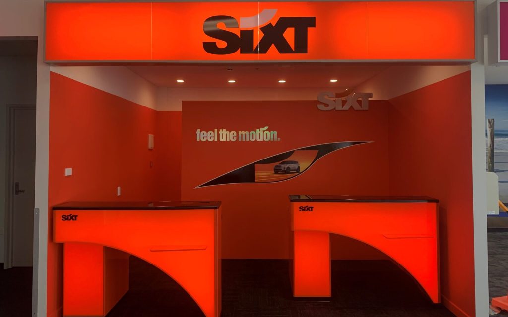SIXT rental booth in Dunedin airport