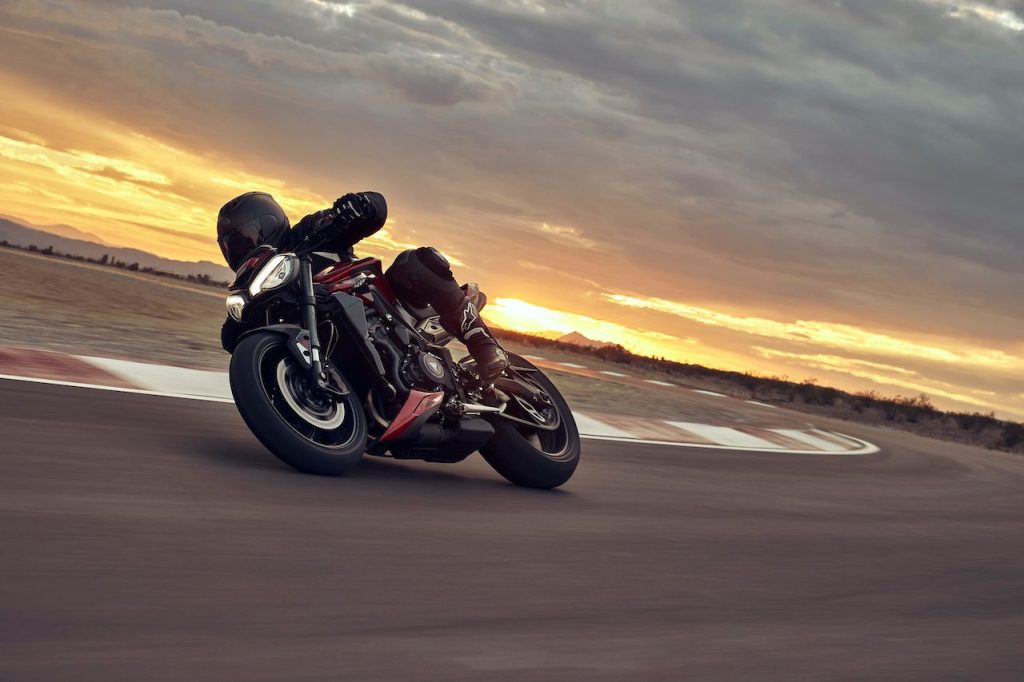 Triumph Street Triple riding hard