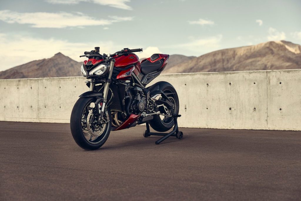 Triumph Street Triple on stand