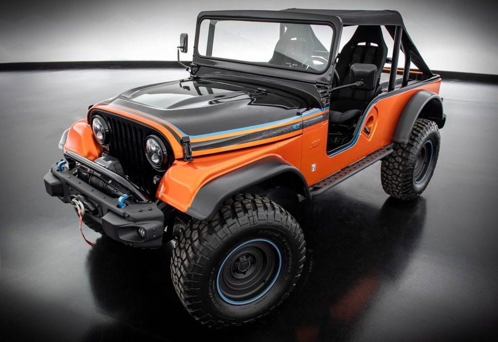 Jeep CJ Surge Electromod Concept front three quarter view