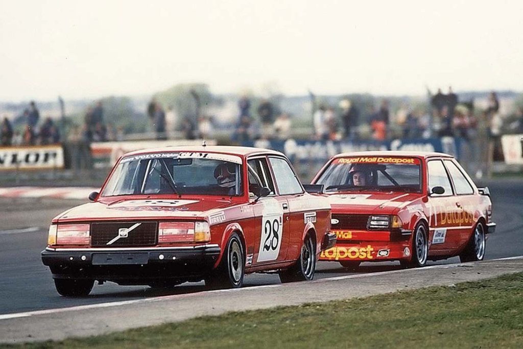 1983 Ford Escort RS1600i Group A chasing Volvo