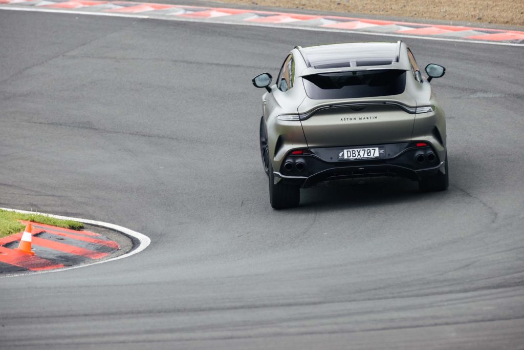 Aston Martin DBX707 driving on race track