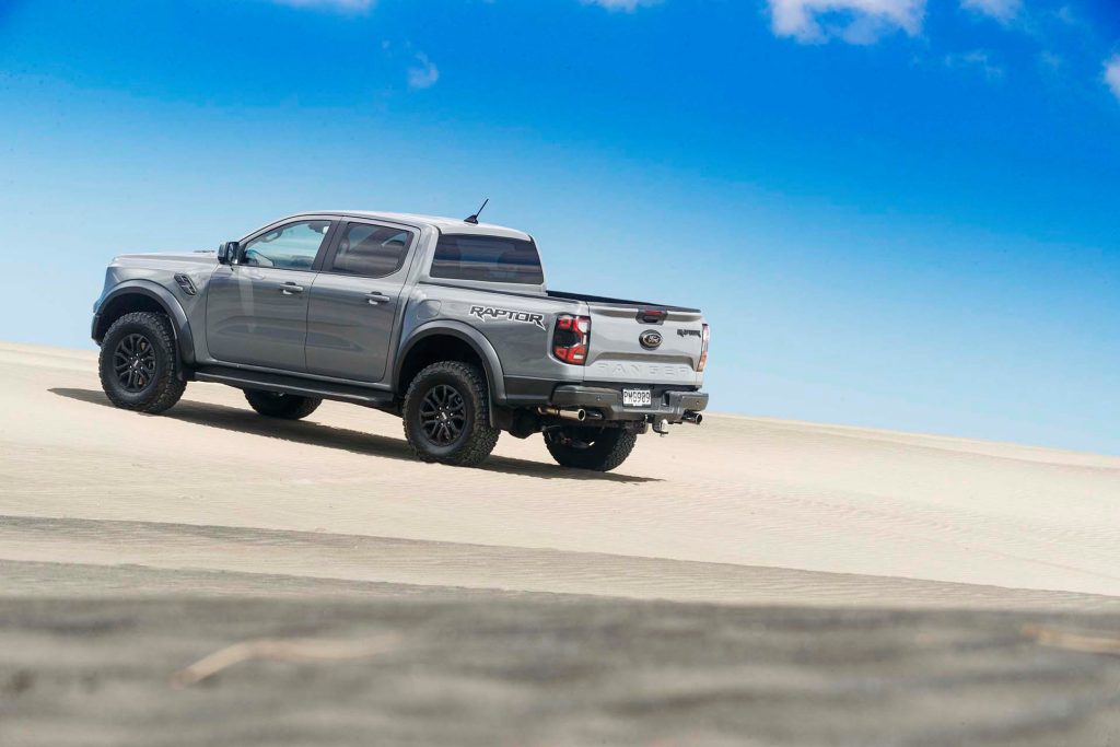 Ford Ranger Raptor rear on sand dunes