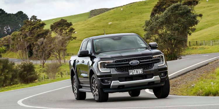 Ford Ranger driving around corner