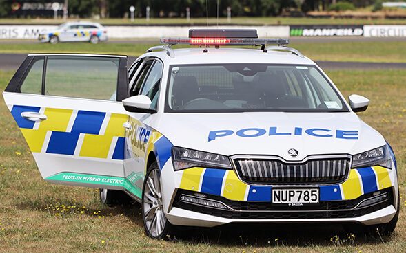 New Zealand Police Skoda Superb plug-in hybrid front view