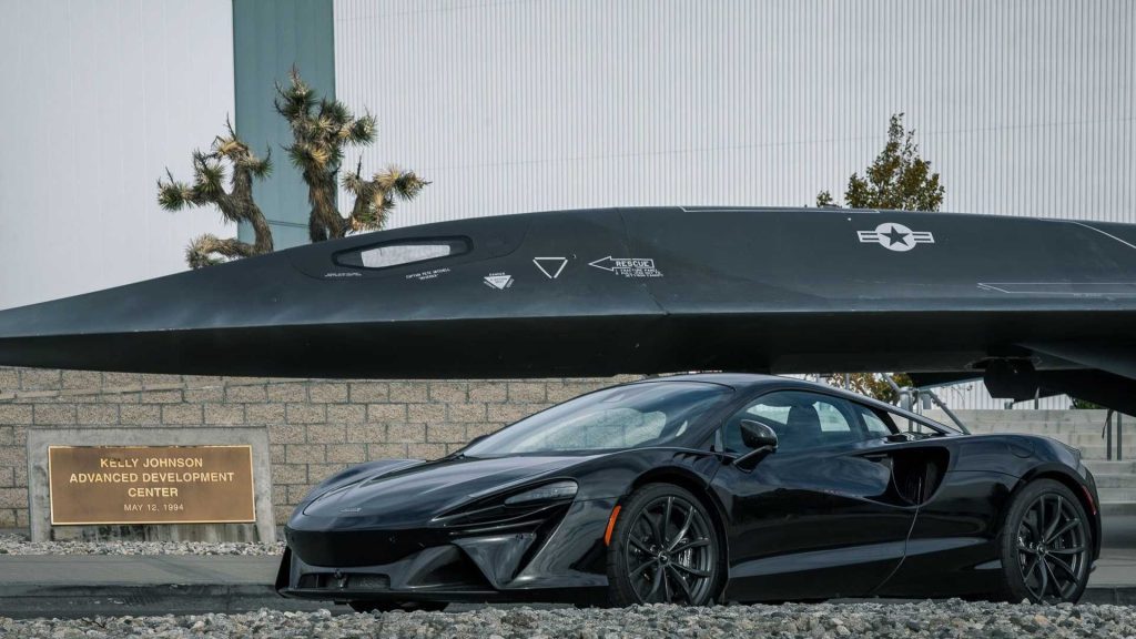 McLaren Artura next to Lockheed Martin Skunk Works Darkstar