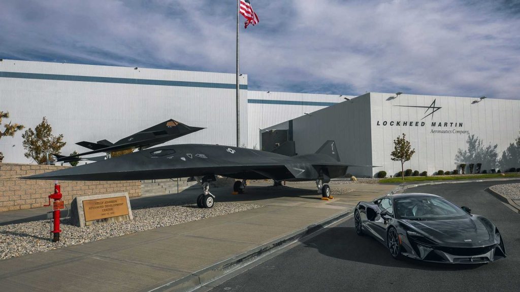 McLaren Artura next to Lockheed Martin Skunk Works Darkstar