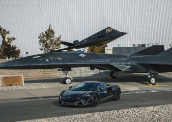 McLaren Artura next to Lockheed Martin Skunk Works Darkstar