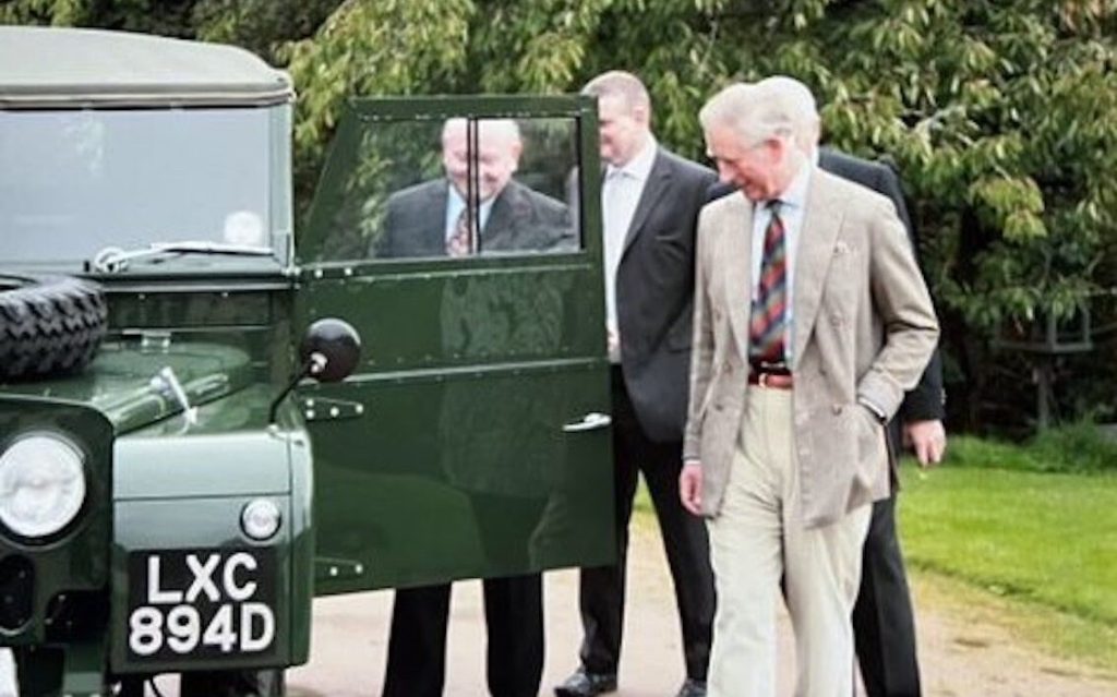 King Charles checking out Royal Land Rover Series 1