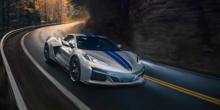 Chevrolet Corvette E-Ray driving on road