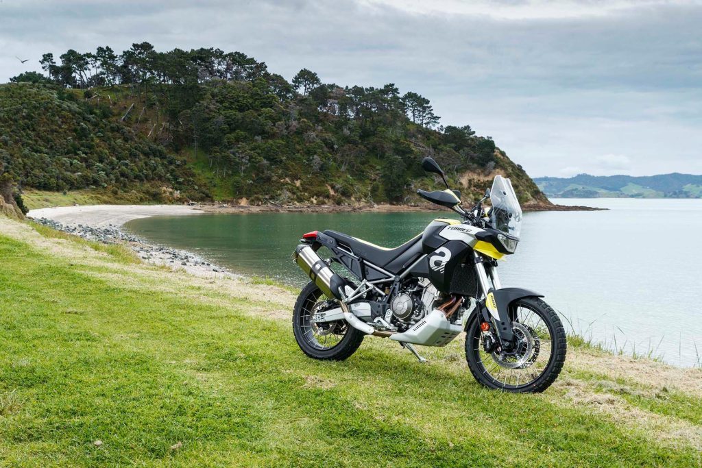 Aprilia Tuareg 660 at beachfront