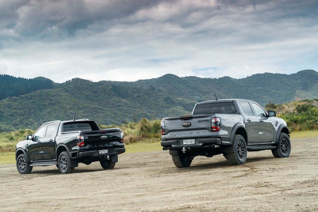 Ford Ranger Raptor vs Ford Ranger Wildtrak rear static