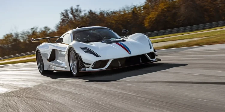 Hennessey Venom F5 Revolution driving on track