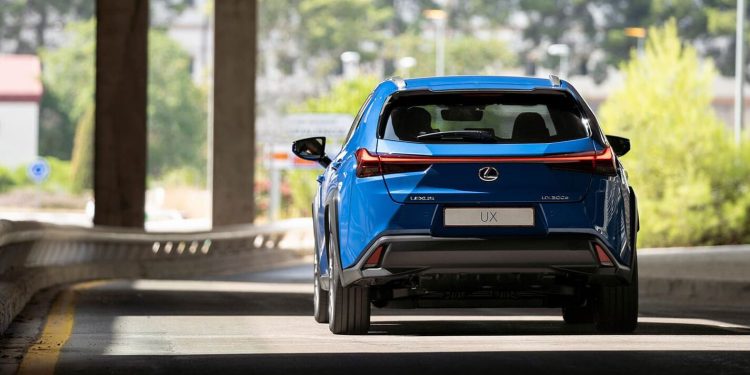 Lexus UX300e rear in tunnel