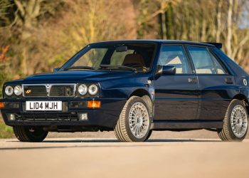 Rowan Atkinson's Lancia Delta Integrale front three quarter view