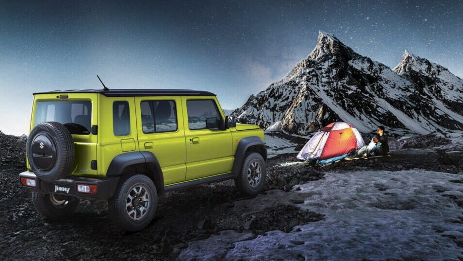 Five-door Suzuki Jimny in mountains