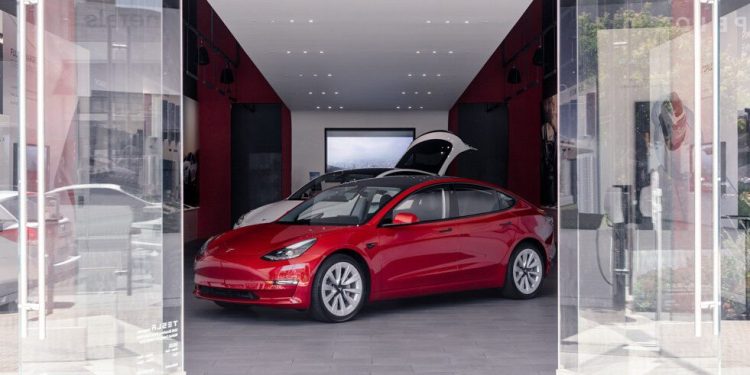 Tesla Model 3 in store