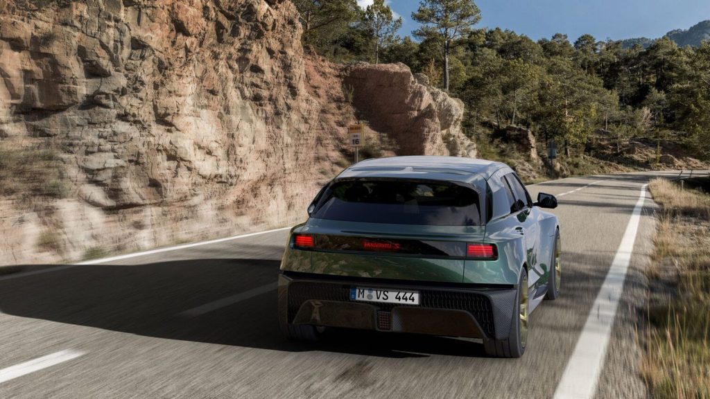 Vanwall Vandervell S driving on road rear view