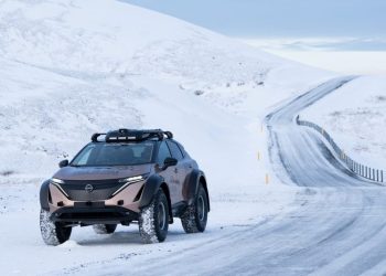 Nissan Ariya pole-to-pole adventure SUV on snowy road