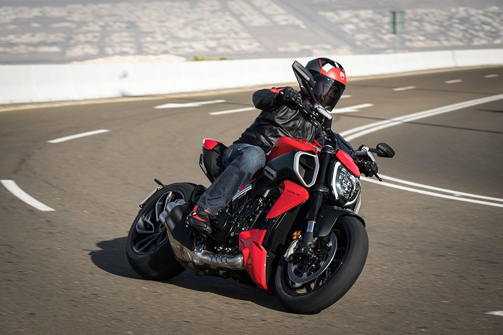 Ducati Diavel riding on road