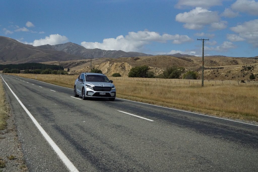 Skoda Enyaq on long road