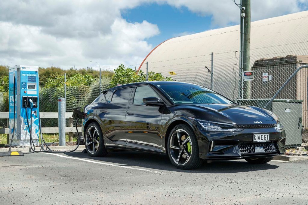 Kia EV6 GT plugged into charging station