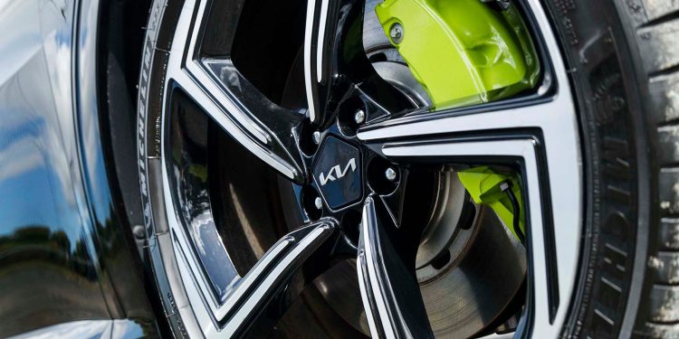 Kia EV6 GT wheel close up view