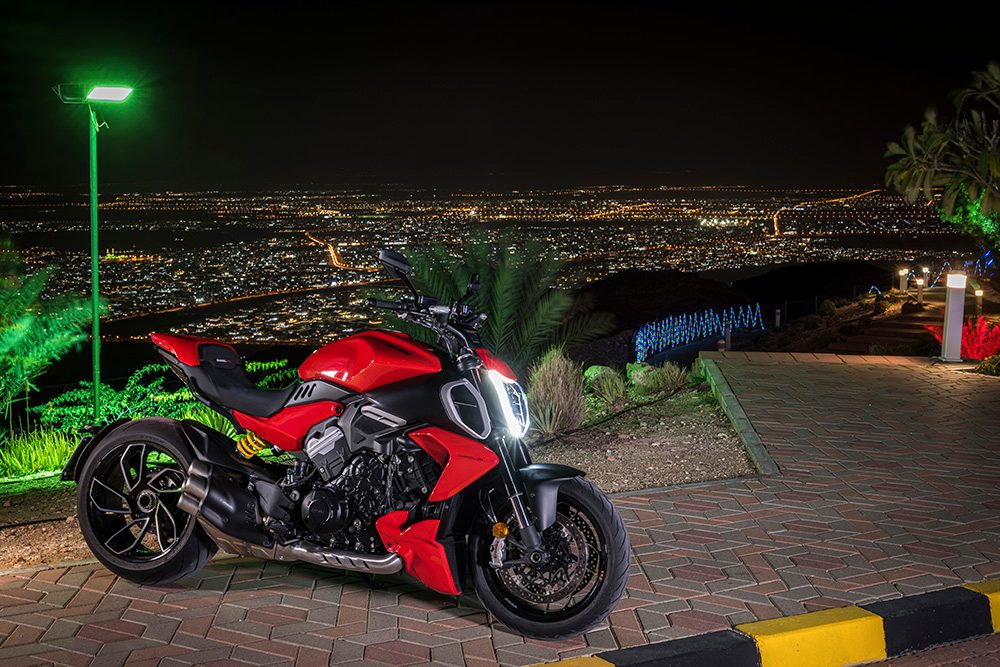 Ducati Diavel at night
