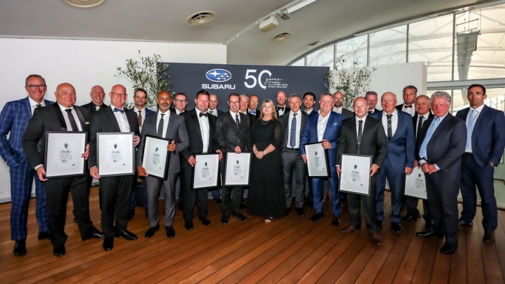 Subaru employees with awards