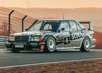 1992 AMG-Mercedes 190 E Evolution II front three quarter view on race track