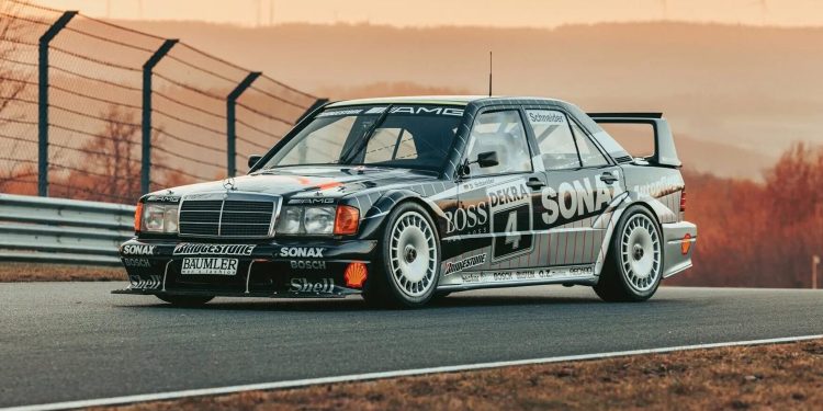 1992 AMG-Mercedes 190 E Evolution II front three quarter view on race track