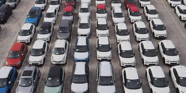 New cars lined up